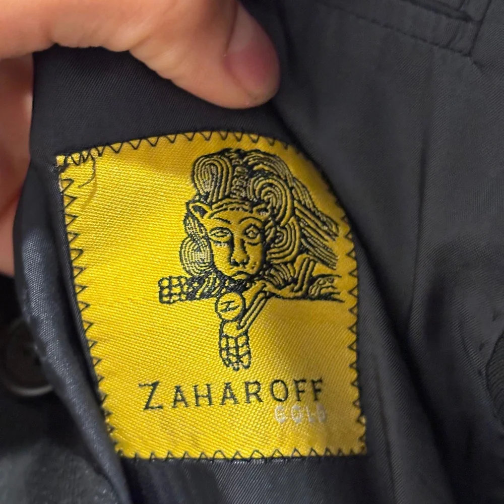 Zaharoff Gold Mens 44R Blazer Navy Blue 100% Wool Herringbone Sport Coat Canada